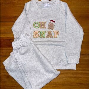 Kids Light Gray 'Oh Snap' Embroidery sweatpants set